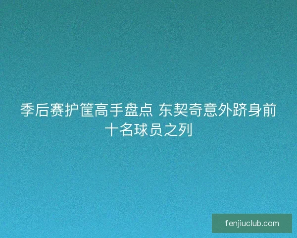 季后赛护筐高手盘点 东契奇意外跻身前十名球员之列