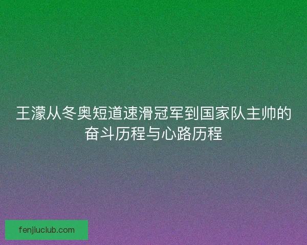 王濛从冬奥短道速滑冠军到国家队主帅的奋斗历程与心路历程