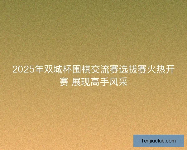 2025年双城杯围棋交流赛选拔赛火热开赛 展现高手风采 2025年双城杯围棋交流赛选拔赛火热开赛 展现高手风采