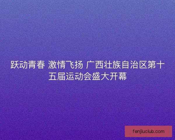跃动青春 激情飞扬 广西壮族自治区第十五届运动会盛大开幕 跃动青春 激情飞扬 广西壮族自治区第十五届运动会盛大开幕